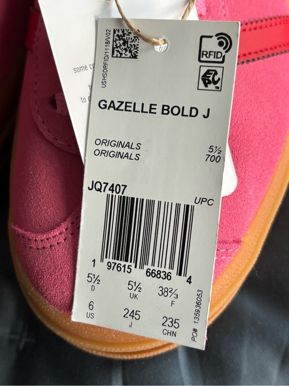 🆕 adidas| Women’s Adidas Gazelle Bold Rose Tone Scarlet New 7.5W/6Y JQ74074 - Picture 7 of 10